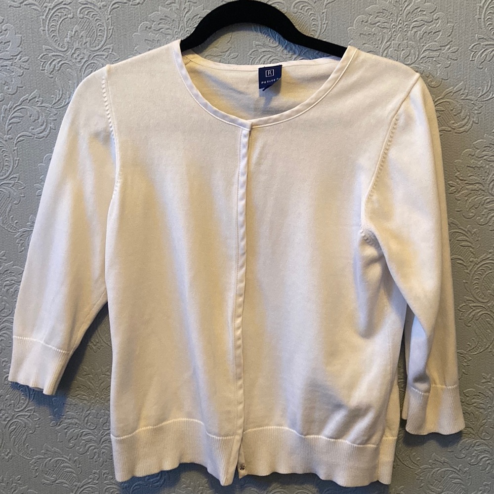 3/$20 Reitmans petites white cardigan